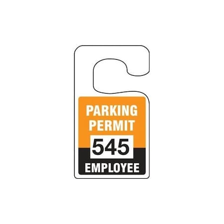 Accuform Parking Permit Tag, EMPLOYEE Numbered 400-499, Purple, 5in x 3in, Laminated PF-Cardstock, 100PK TNT272PRE